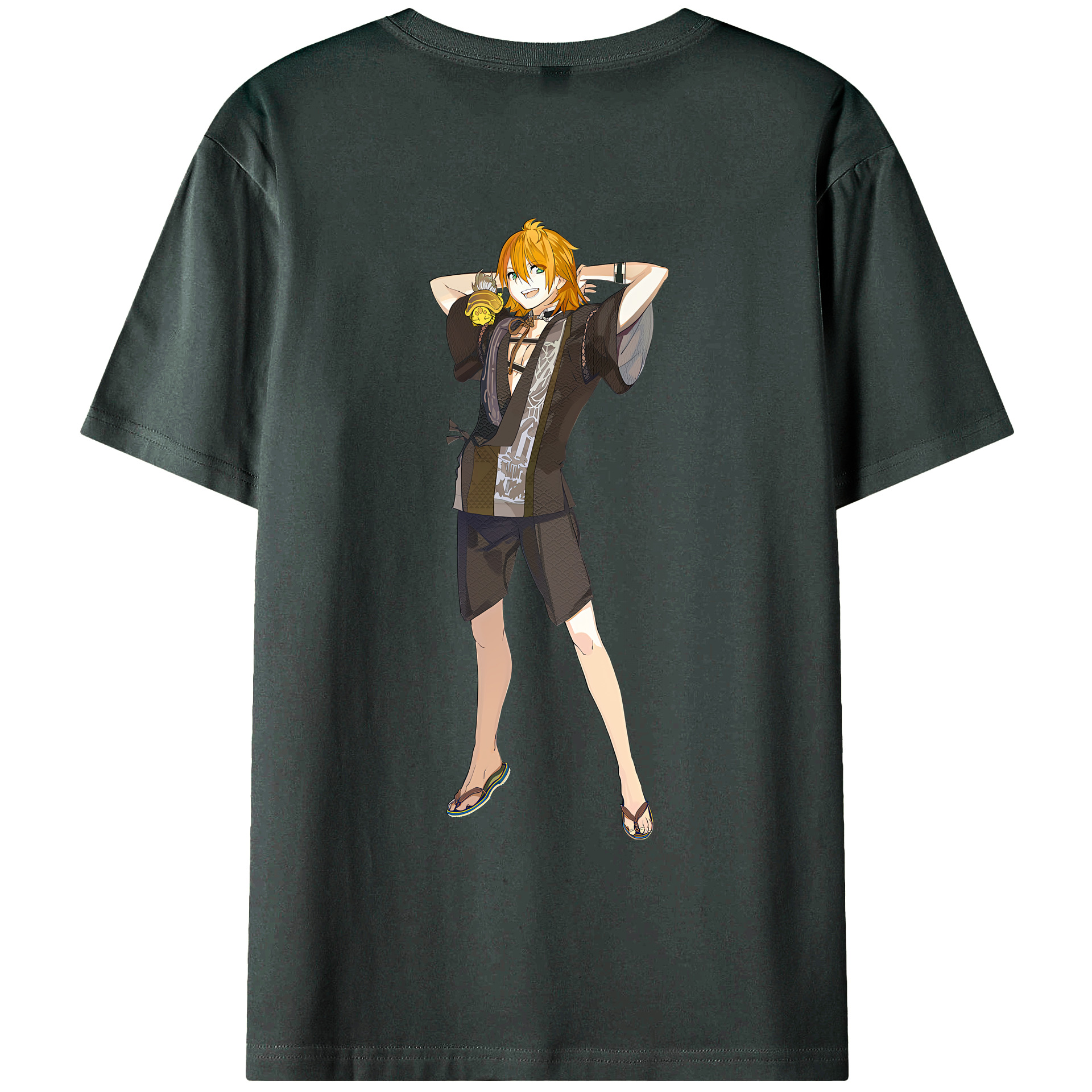 （画像用） 刀剣乱舞 Touken Ranbu 綿100％ メンズ半袖Tシャツ（バックプリント） 通気性